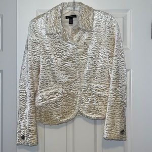 💎 😍 NWOT! INC Faux Fur Jacket w/Rhinestone Button Sleeve Accent